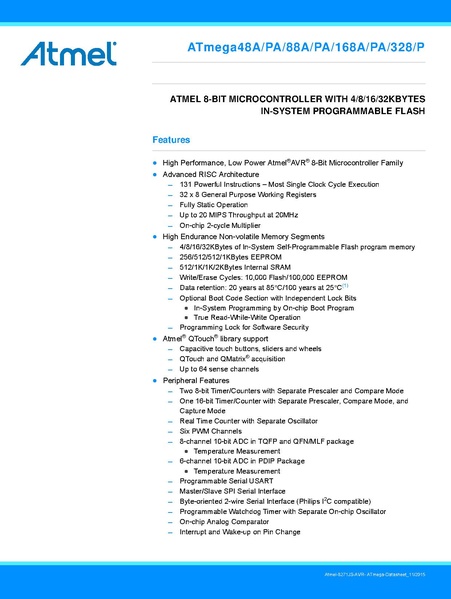 File:Atmel-8271-8-bit-AVR-Microcontroller-ATmega48A-48PA-88A-88PA-168A-168PA-328-328P datasheet Summary.pdf